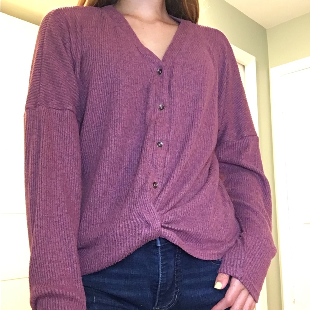 Long sleeve button down sweater